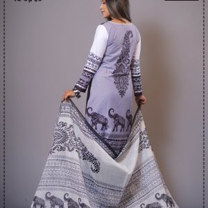 Best Designable Black and White Color Cotton Kameez Set at Sadakalo
