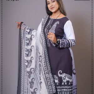 Best Designable Black and White Color Cotton Kameez Set at Sadakalo