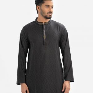 Brown Jacquard Semi Fitted Panjabi