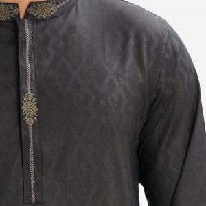 Brown Jacquard Semi Fitted Panjabi