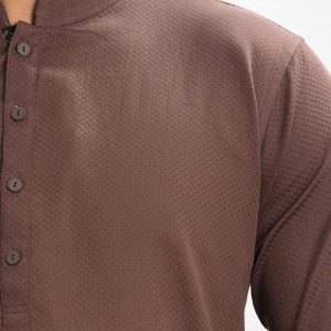 Brown Jacquard Slim Fitted Panjabi