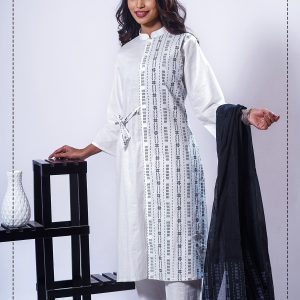Buy Eid Special Cotton Fabric White Color Salwar Kameez Set