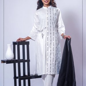Buy Eid Special Cotton Fabric White Color Salwar Kameez Set