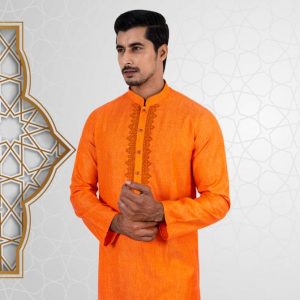 Classic Orange Color Regular Fit Panjabi by LUBNAN | Infinity Mega Mall