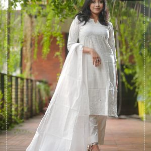 Eid al-Adha's Special Fashionable White Color Kameez Set