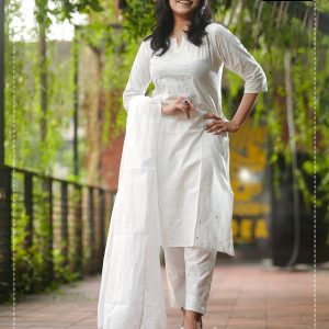 Eid al-Adha's Special Fashionable White Color Kameez Set