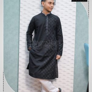Eid Exclusive Lightweight Black Color Block Printed Panjabi