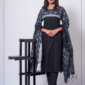Eid Exclusive Lightweight Black & White Color Cotton Kameez