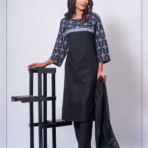 Eid Exclusive Lightweight Black & White Color Cotton Kameez