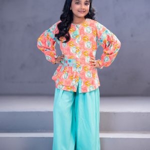 GIRLS WOVEN TOP WITH BOTTOM