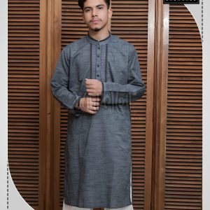 High Quality Comfortable Black Color Embroidered Cotton Panjabi