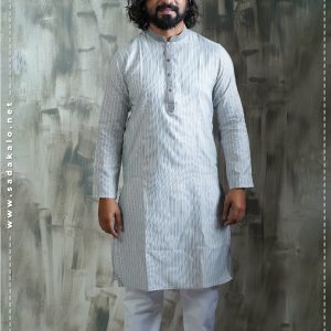 Lightweight White Color Cotton Fabric Panjabi at Sadakalo