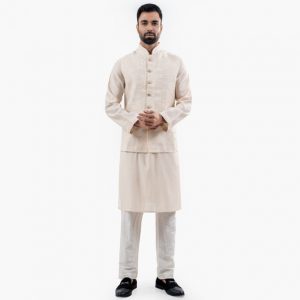 Lubnan Luxury Men’s Regular Fit Biscuit Color Premium Panjabi Set | Infinity Mega Mall