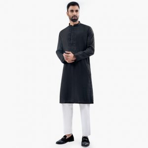 Lubnan Men’s Regular Fit Black Color Premium Panjabi | Infinity Mega Mall