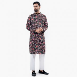 Lubnan Men’s Regular Fit Black Color Premium Panjabi | Infinity Mega Mall