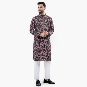 Lubnan Men’s Regular Fit Black Color Premium Panjabi - LubnanBD