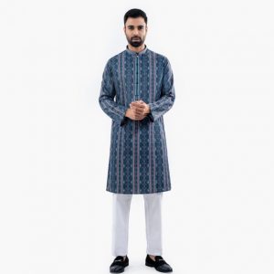 Lubnan Men’s Regular Fit Black & Pink Contrasted Panjabi | Infinity Mega Mall