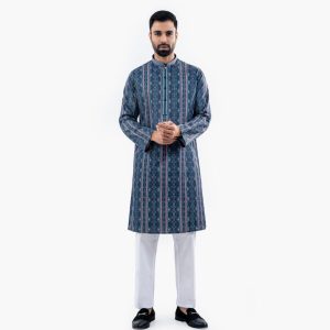 Lubnan Men’s Regular Fit Black & Pink Contrasted Panjabi - LubnanBD