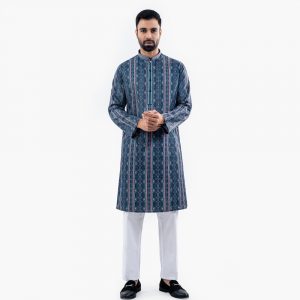 Lubnan Men’s Regular Fit Black & Pink Contrasted Panjabi - LubnanBD