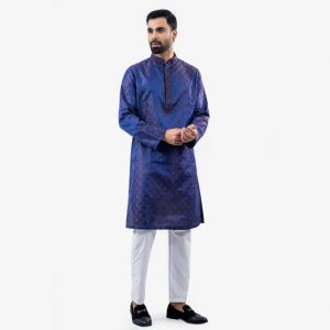 Lubnan Men’s Regular Fit Blue & Coffee Color Panjabi | Infinity Mega Mall