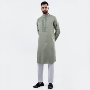 Lubnan Men’s Regular Fit Grey Color Panjabi - LubnanBD