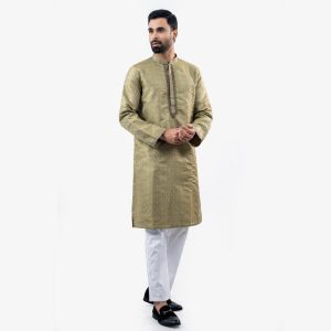 Lubnan Men’s Regular Fit Lite Green Color Panjabi - LubnanBD