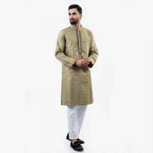Lubnan Men’s Regular Fit Lite Green Color Panjabi - LubnanBD