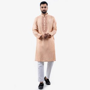Lubnan Men’s Regular Fit Lite Salmon Color Panjabi - LubnanBD