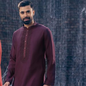 Lubnan Men’s Regular Fit Maroon Color Premium Panjabi | Infinity Mega Mall