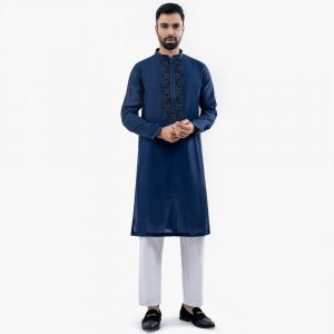 Lubnan Men’s Regular Fit Navy Color Premium Panjabi | Infinity Mega Mall
