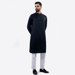 Lubnan Men’s Regular Fit Premium Black Color Panjabi | Infinity Mega Mall