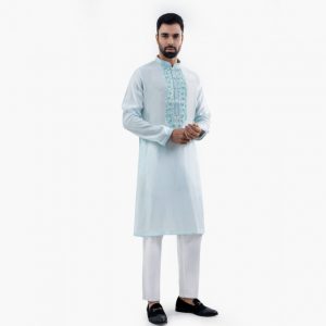 Lubnan Men’s Regular Fit Sky Blue Color Premium Panjabi | Infinity Mega Mall