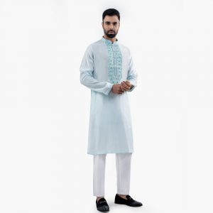 Lubnan Men’s Regular Fit Sky Blue Color Premium Panjabi | Infinity Mega Mall