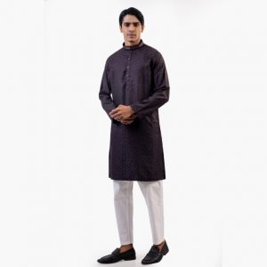 Lubnan Men’s Slim Fit Chocolate Colour Panjabi | Infinity Mega Mall