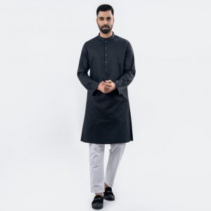 Lubnan Mens Black Color Slim Fit Casual Panjabi | Infinity Mega Mall