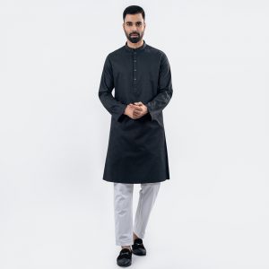 Lubnan Mens Black Color Slim Fit Casual Panjabi | Infinity Mega Mall