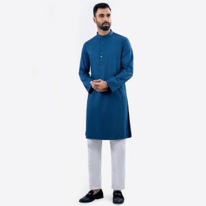 Lubnan Mens Blue Color Slim Fit Casual Panjabi | Infinity Mega Mall