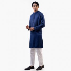 Lubnan Mens Blue Color Slim Fit Casual Panjabi | Infinity Mega Mall