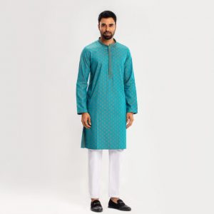 Lubnan Mens Feroza Color Slim Fit Panjabi | Infinity Mega Mall