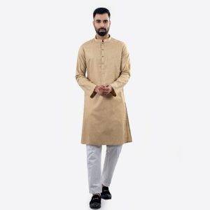 Lubnan Mens Golden Color Slim Fit Panjabi - LubnanBD
