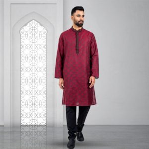 Lubnan Mens Maroon Color Regular Fit Panjabi Set | Infinity Mega Mall