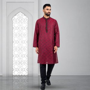 Lubnan Mens Maroon Color Regular Fit Panjabi Set | Infinity Mega Mall