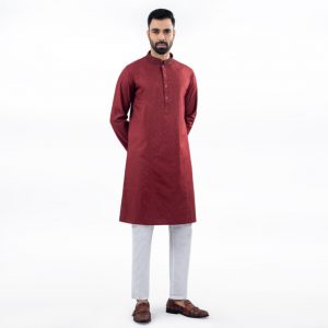 Lubnan Mens Maroon Color Slim Fit Panjabi | Infinity Mega Mall