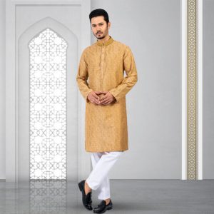 Lubnan Men's Regular Fit Biscuit Color Panjabi | Infinity Mega Mall