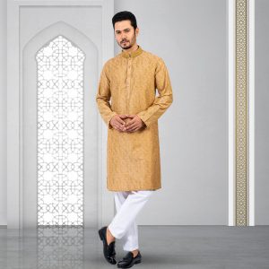 Lubnan Men's Regular Fit Biscuit Color Panjabi | Infinity Mega Mall