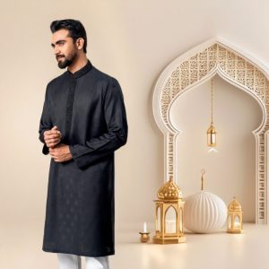 Lubnan Men's Regular Fit Black Panjabi | Infinity Mega Mall