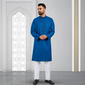 Lubnan Men's Regular Fit Blue Color Panjabi | Infinity Mega Mall