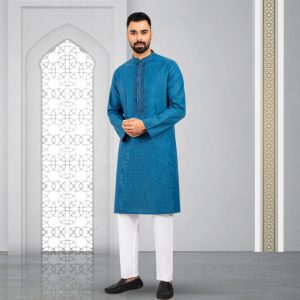 Lubnan Men's Regular Fit Dark Blue Color Panjabi | Infinity Mega Mall