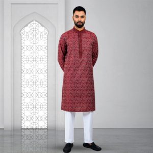 Lubnan Men's Regular Fit Light Maroon Color Panjabi | Infinity Mega Mall