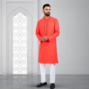 Lubnan Men's Regular Fit Orange Color Panjabi | Infinity Mega Mall